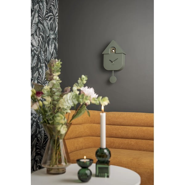 Ceas cu pendul pentru perete Karlsson Modern Cuckoo, 21,5 x 41,5 cm, verde-image-1
