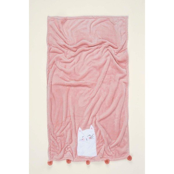 Pătură pentru copii roz din bumbac 75x120 cm Kitty – Mijolnir-image-1