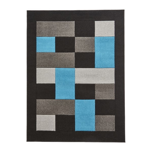 Covor Think Rugs Matrix, 60 x 225 cm, albastru - negru 