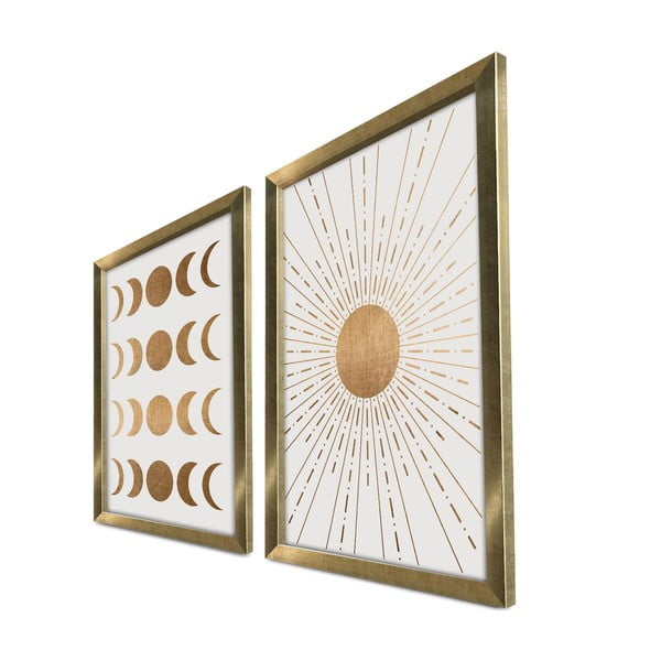 Tablouri 2 buc. 38x53 cm Moon & Sun – Wallity-image-2