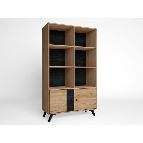 Bibliotecă neagră cu aspect de stejar 92x160 cm Natura - Marckeric-image-2
