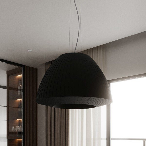 Lustră neagră cu abajur din sticlă ø 60 cm Soprano - Sollux-image-3