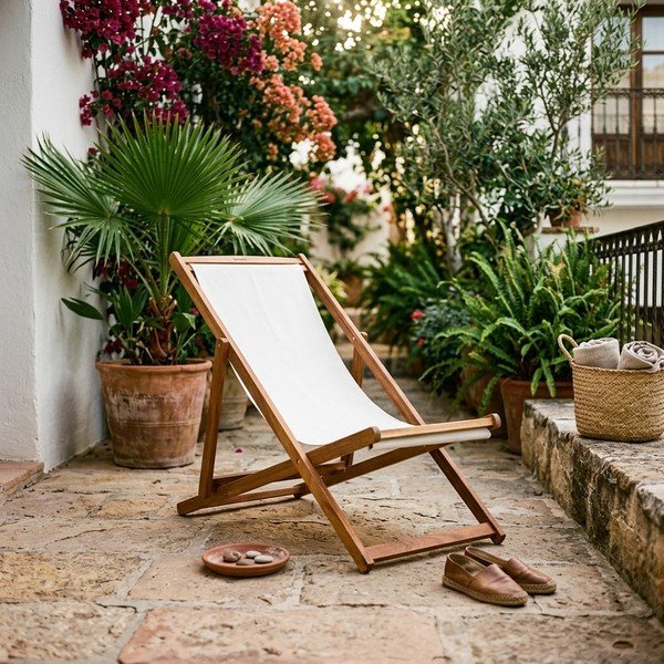 Șezlong de grădină bej/culoare naturală închisă din lemn masiv Dionysus – Bonami Essentials-image-1