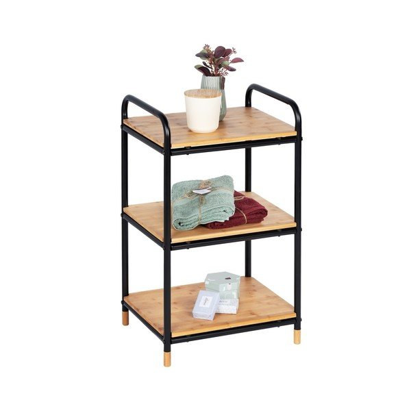 Etajeră de baie neagră/în culoare naturală din metal 42x69 cm Loft – Wenko-image-4