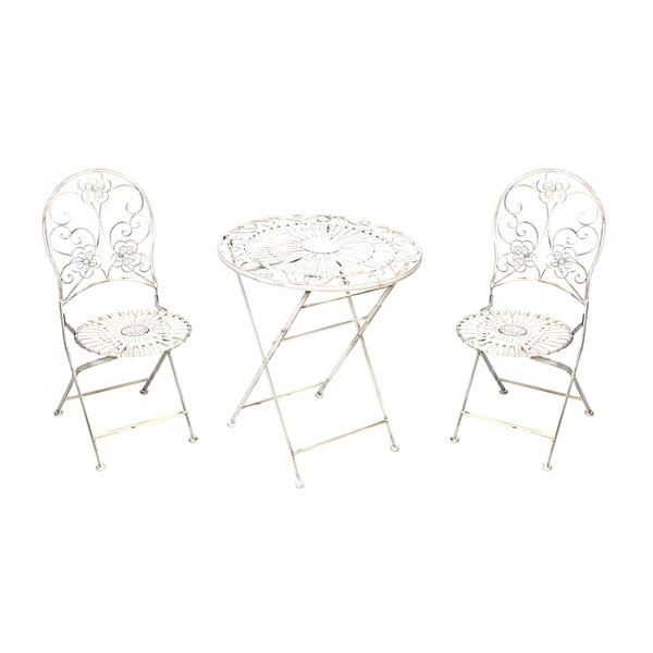 Set 1 masă și 2 scaune pliante Soho And Deco Blanca 