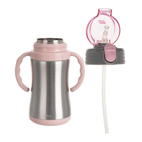 Sticlă pentru copii roz-deschis din oțel inoxidabil 330 ml – Orion-image-2