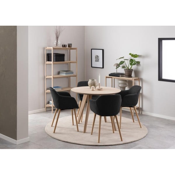 Masă de dining rotundă cu blat cu aspect de lemn de stejar ø 100 cm Townsville – Actona-image-4