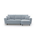 Colțar albastru deschis extensibil, cu spațiu de depozitare cu tapițerie din catifea Kyoto – Cosmopolitan Design