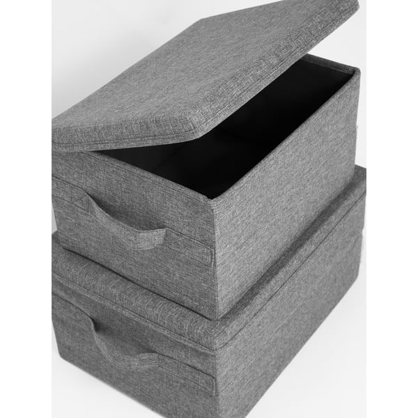 Cutie de depozitare gri din material textil cu capac 45x34x25 cm Soft Storage – Bigso-image-2