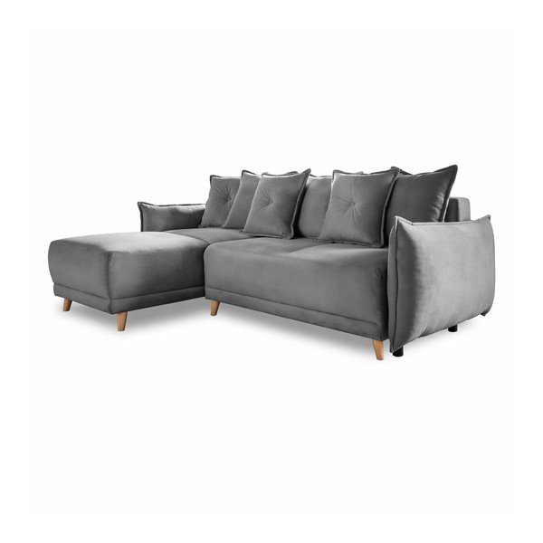 Colțar gri extensibil cu tapițerie din catifea reiată  (colț variabil) Lazy Lukka – Miuform