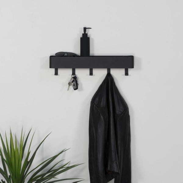 Cuier de perete negru cu raft din metal 52 cm Dax Play – Spinder Design-image-2