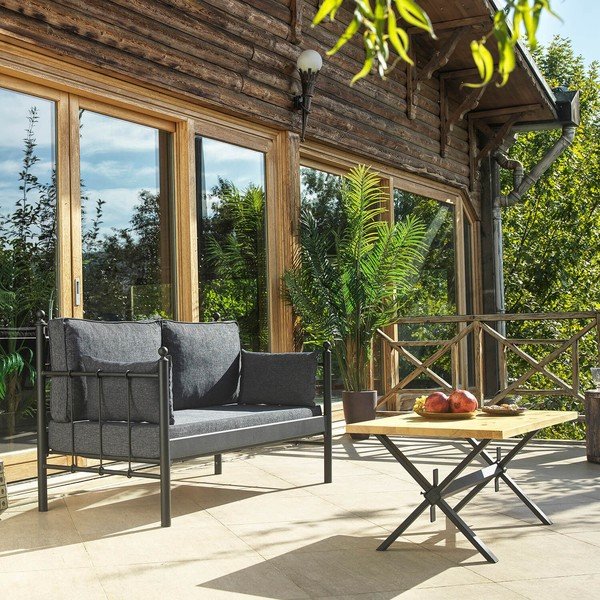 Set mobilier de grădină negru/gri închis pentru patru persoane Lalas – Floriane Garden-image-1