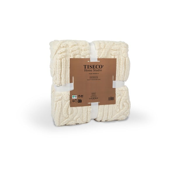 Pătură albă/bej din micropluș/cocolino 150x200 cm Rena – Tiseco Home Studio-image-2