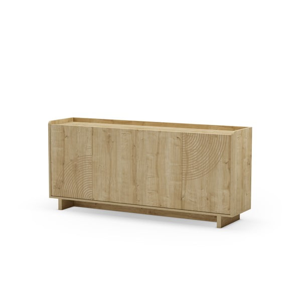 Comodă în culoare naturală cu aspect de lemn de stejar 180x80x40 cm Daira – Marckeric-image-2