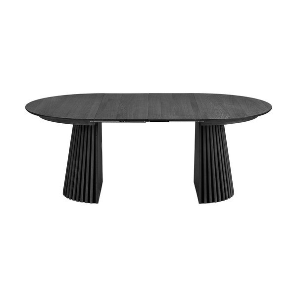 Masă de dining rotundă extensibilă cu blat cu aspect de lemn de stejar cu blat suplimentar ø 120 cm Osaka – House Nordic-image-2