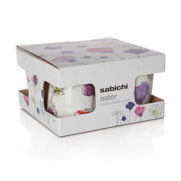 Set 4 căni din porțelan Aster, 330 ml-image-2