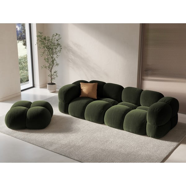 Canapea verde cu tapițerie din catifea 250 cm Loretto – Cosmopolitan Design-image-1