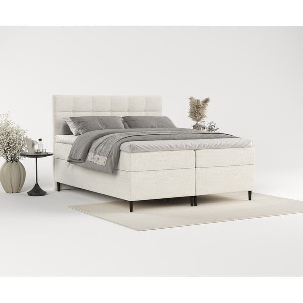 Pat boxspring crem cu spațiu de depozitare 180x200 cm Urbaneo – Maison de Rêve-image-1
