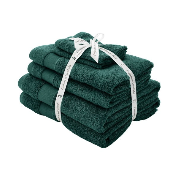 Prosoape de baie verde-închis 6 buc. din bumbac din frotir Anti-Bacterial – Catherine Lansfield