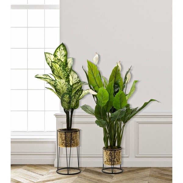 Set 2 suporturi pentru ghivece Mauro Ferretti Leavy, înălțime 40 cm, auriu-image-1