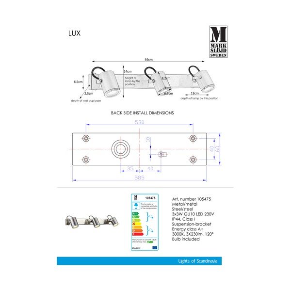 Aplică triplă de perete Markslöjd Lux-image-1