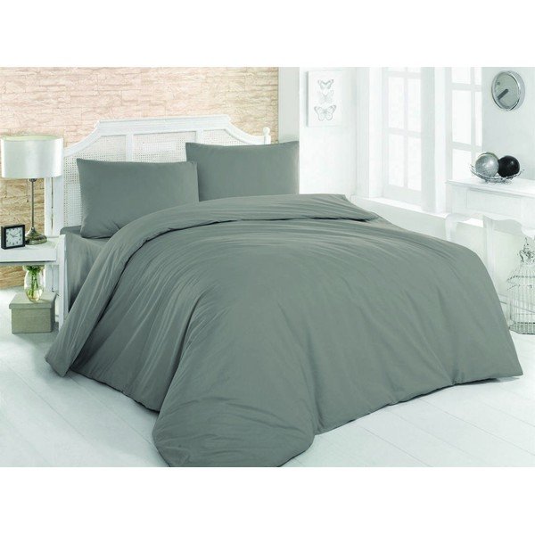 Lenjerie de pat gri închis din bumbac pentru pat dublu 200x200 cm – Mijolnir-image-1