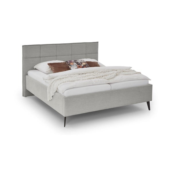 Pat matrimonial gri deschis tapițat fără somieră 180x200 cm Paulo – Meise Möbel-image-4