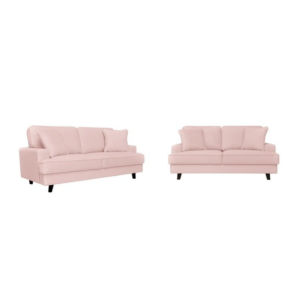 Set 2 canapele, cu 2 și cu 3 locuri, Cosmopolitan design Berlin, roz deschis