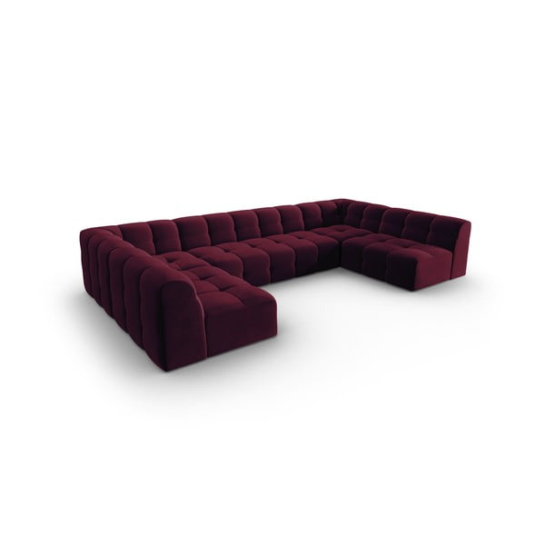 Colțar burgundy cu tapițerie din catifea (în formă de "U") Kendal – Micadoni Home-image-3
