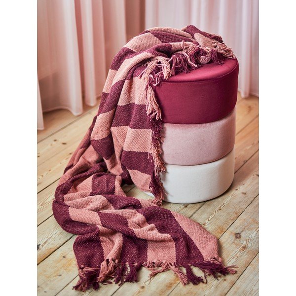 Pătură burgundy din bumbac reciclat 130x160 cm Frello – Bloomingville-image-1