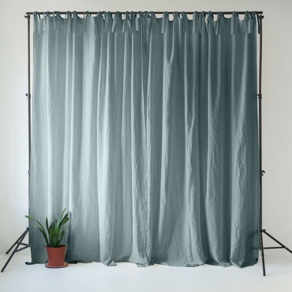 Draperie albastru prăfuit din in 140x200 cm Blue Fog – Linen Tales