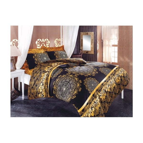 Lenjerie de pat, galben-negru, Chantal, 160 x 200 cm