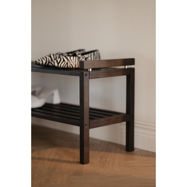 Pantofar în culoare naturală închisă din lemn de stejar 80x40x30 cm Confetti – Rowico-image-4