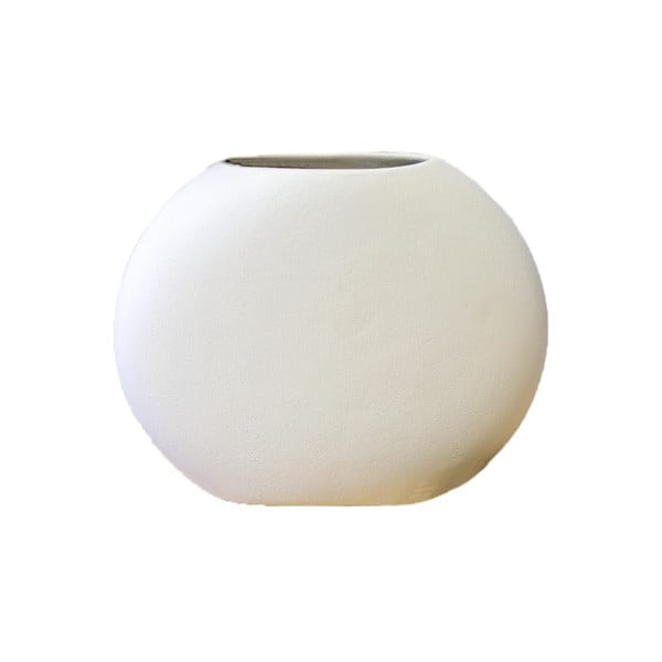 Vază ovală din ceramică Rulina Flat, înălțime 13 cm, alb