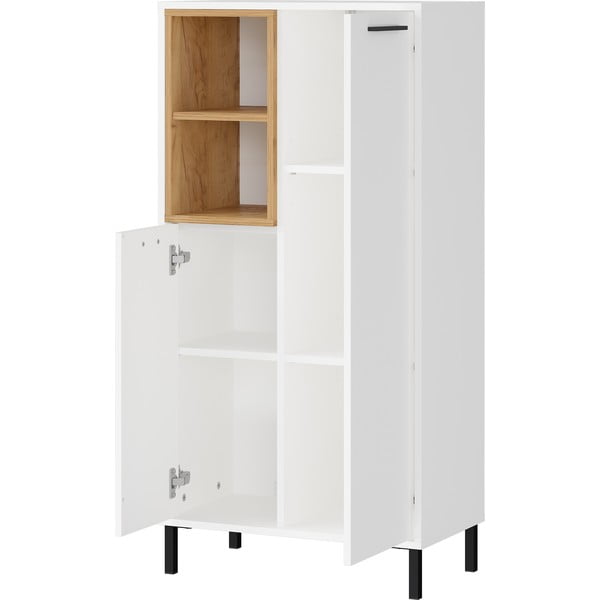 Dulap de baie înalt alb cu aspect de stejar 59x118 cm Loria - Germania-image-2