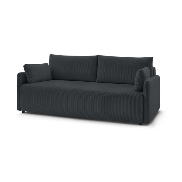 Canapea gri închis extensibilă cu tapițerie din catifea reiată  211 cm Marcel – Bobochic Paris-image-3