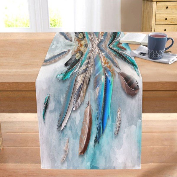 Napron de masă 40x130 cm Blue Feather – Mila Home-image-2