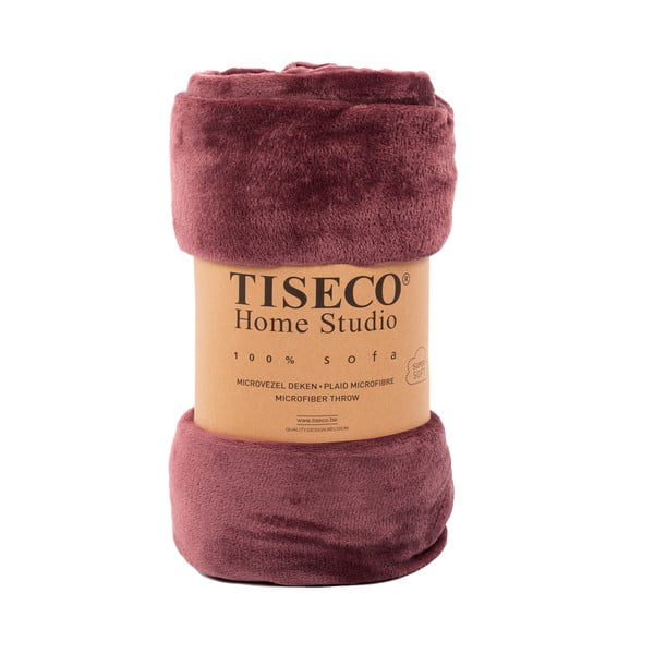 Cuvertură burgundy din micropluș pentru pat dublu 180x220 cm Cosy – Tiseco Home Studio