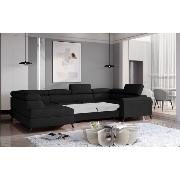 Colțar negru extensibil/cu spațiu de depozitare (cu colț pe partea stângă/în formă de "U") Escada – ELTAP-image-2