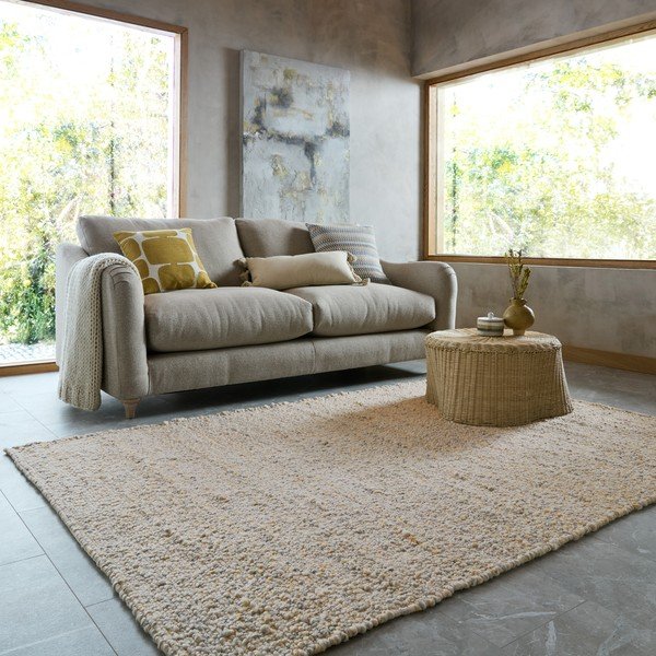 Covor galben/gri deschis țesut manual 120x170 cm Finley – Flair Rugs-image-1