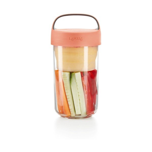 Recipient cu capac portocaliu pentru supă Lékué To Go, 600 ml