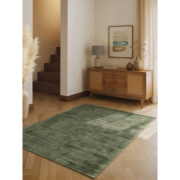 Covor verde țesut manual din viscoză 80x150 cm Noemi – Vikosa-image-1