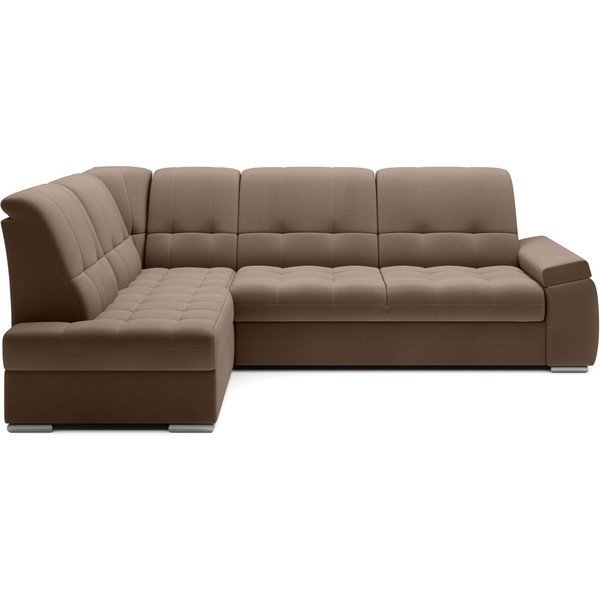 Colțar maro extensibil/cu spațiu de depozitare cu tapițerie din catifea (cu colț pe partea stângă/în formă de ”L”) Sado – ELTAP-image-2