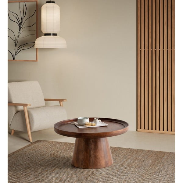 Măsuță de cafea maro închis rotundă din lemn de mango ø 80 cm Rose – MOME-image-1