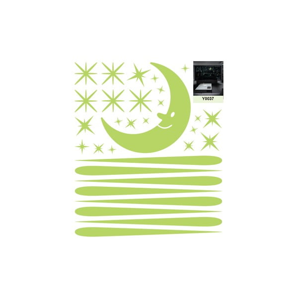 Autocolante fluorescente Ambiance Moon And Falling Stars-image-1