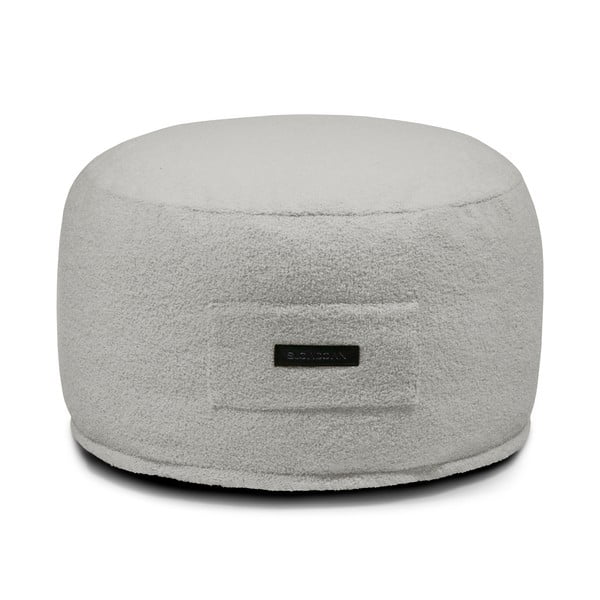 Taburet gri deschis cu tapițerie din țesătură bouclé Om 60 – SLOWDOWN
