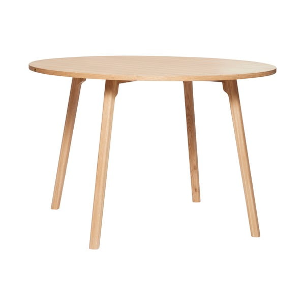 Masă de dining în culoare naturală rotundă cu aspect de lemn de stejar ø 115 cm Ground – Hübsch
