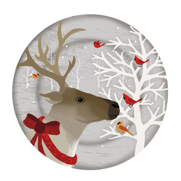 Farfurie din sticlă cu motive de Crăciun PPD Xmas Plate Deer Friends Duro, ⌀ 32 cm