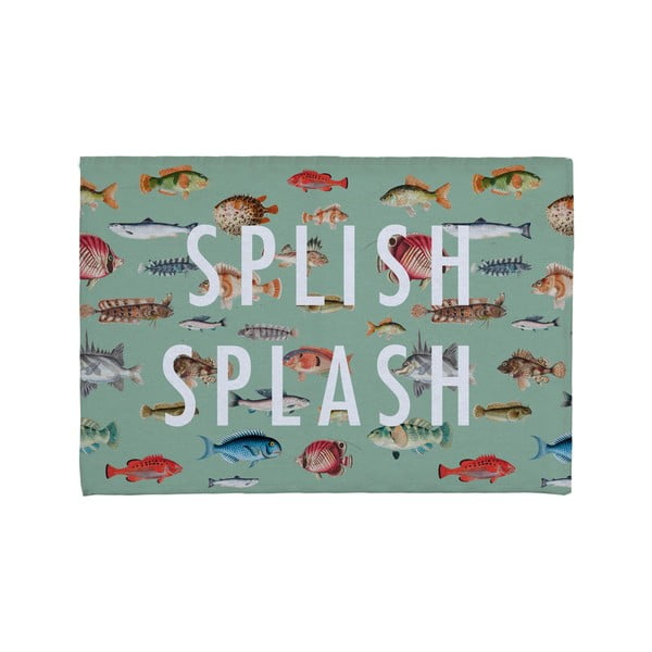 Covoraș de baie Splish Splash din amestec de bumbac verde, 40 x 60 cm
