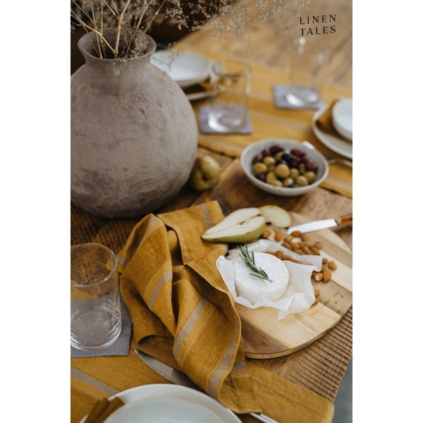 Șervețele 2 buc. din in Amber Bronze Stripes – Linen Tales-image-2